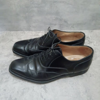 エンツォボナフェ レザーシューズ ウイングチップ カーフ ブラック サイズUK7 Enzo Bonafe ビジネスシューズ 約25.5cm【LA】【中古】