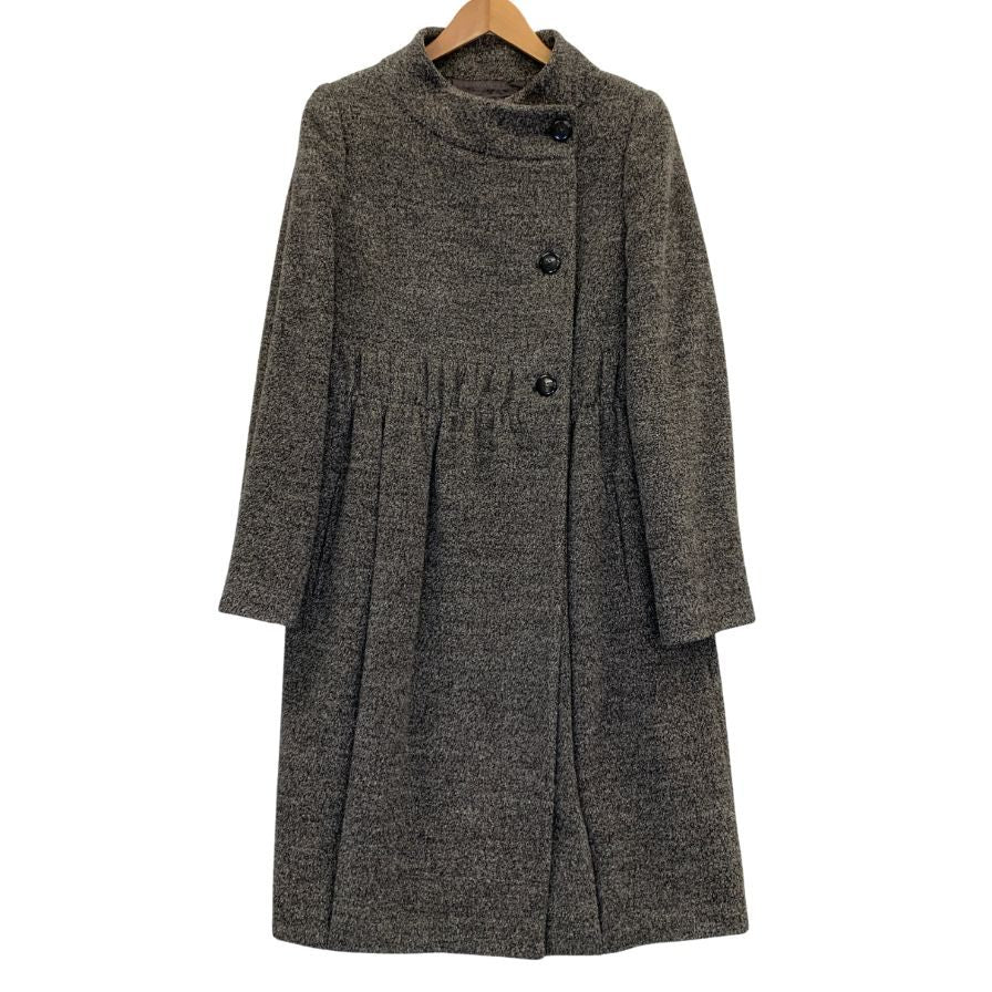 美品◆アルマーニ コレツィオーニ ロングコート ウール ノーカラー ロング丈 ブラウン レディース サイズ42 ARMANI COLLEZIONI 【AFA15】