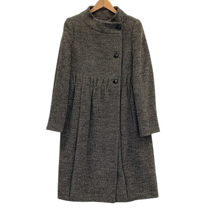 美品◆アルマーニ コレツィオーニ ロングコート ウール ノーカラー ロング丈 ブラウン レディース サイズ42 ARMANI COLLEZIONI 【AFA15】