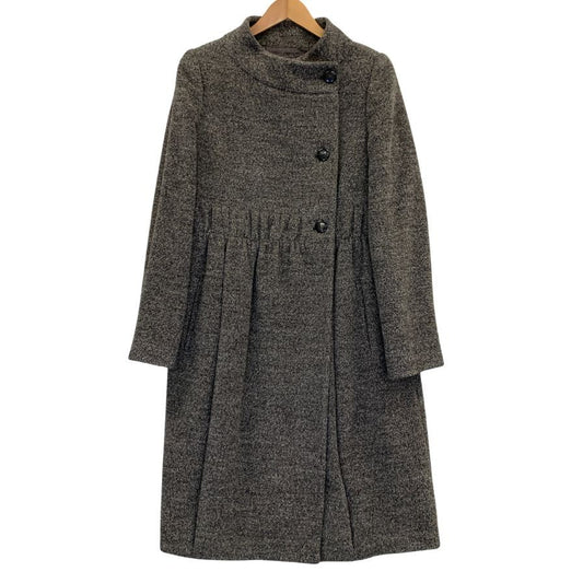 美品◆アルマーニ コレツィオーニ ロングコート ウール ノーカラー ロング丈 ブラウン レディース サイズ42 ARMANI COLLEZIONI 【AFA15】