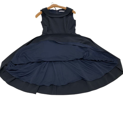 美品◆フォクシーニューヨーク 34061 ラウンドカラー ワンピース ダークネイビー サイズ38 レディース日本製 FOXEY NEW YORK 【AFB13】