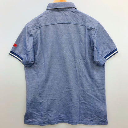 美品◆キャロウェイ ポロシャツ ドット総柄 刺繍 ロゴ コットン ゴルフウェア ブルー メンズ サイズL Callaway 【AFB6】