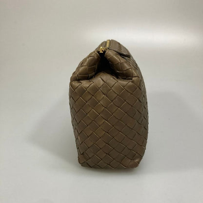 ボッテガヴェネタ ポーチ イントレチャート 化粧ケース レザー ダークブラウン BOTTEGA VENETA【AFE10】【中古】