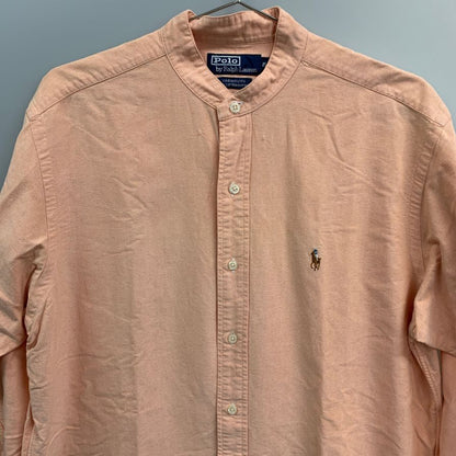 美品◆ポロ ラルフローレン バンドカラーシャツ 90s オールド ピンク メンズ サイズ15.5 Polo Ralph Lauren 【AFB1】