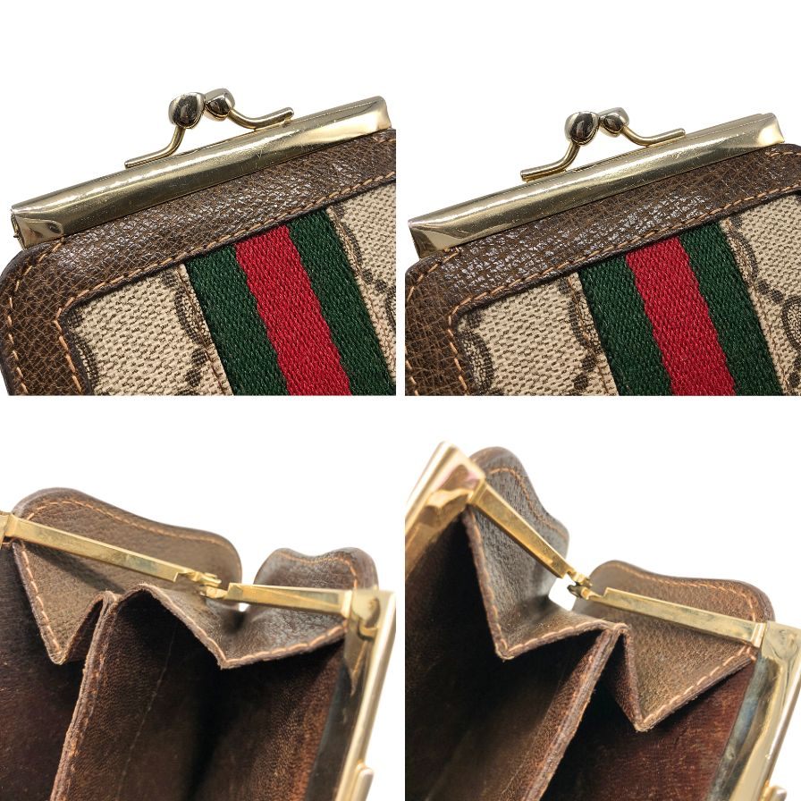 オールドグッチ シェリーライン がま口 小銭入れ ベージュ 財布 GUCCI【AFI19】