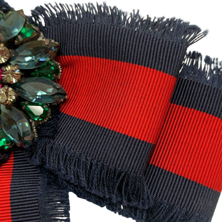 グッチ ピンブローチ リボン シェリーライン ビジュー付き レディース GUCCI
