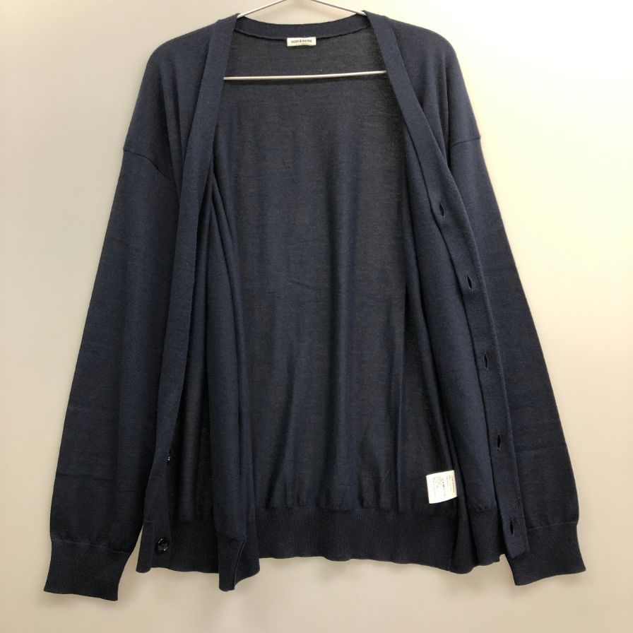 新品同様◆キャッシュ＆バルバ カーディガン ウーステッドカシミヤ 150 ネイビー メンズ サイズ2 IMWSW002 Cash&Barba 【AFB17】