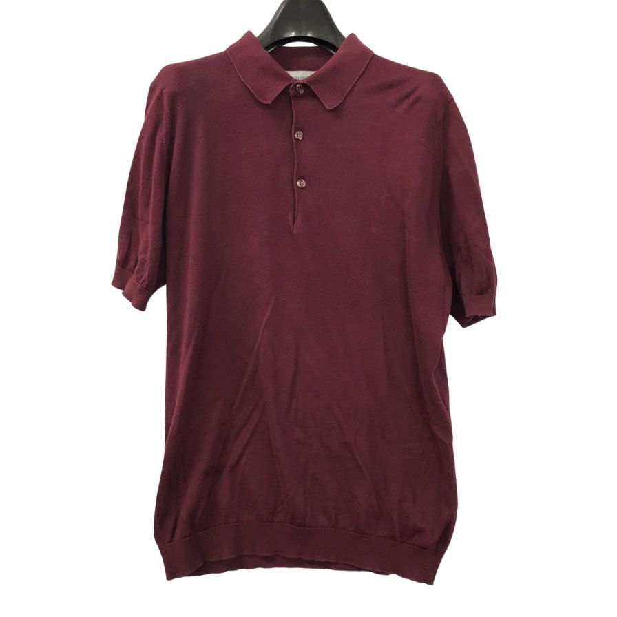 美品◆ジョンスメドレー ニットポロ 半袖 バーカンディ エンジ サイズS JOHN SMEDLEY 【AFB51】