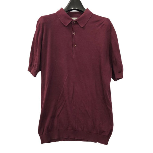 美品◆ジョンスメドレー ニットポロ 半袖 バーカンディ エンジ サイズS JOHN SMEDLEY 【AFB51】
