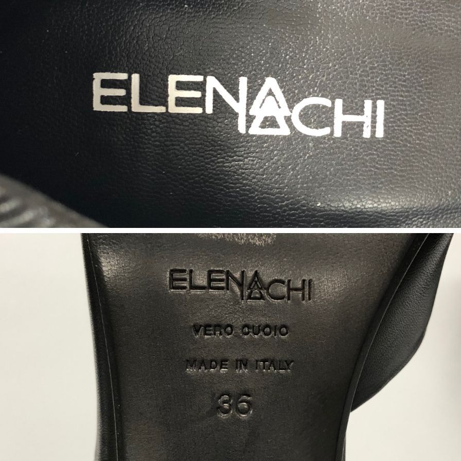 エレナ イアチ レザーサンダル ブラック バックジップ レディース サイズ36 ELENA IACHI 約22.5cm【AFC41】