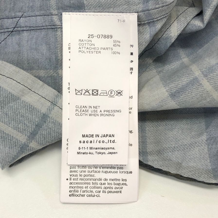 極美品◆サカイ 25SS ノースリーブワンピース Plaid Print Dress チェック レディース サイズ1 25ｰ07889 Sacai 【AFB19】