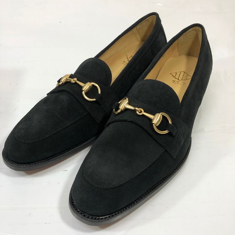 ダブルエイチ NWH-0001S 別注 ビットローファー カーフスエード ブラック サイズ8.5 メンズ WH 約26.5cm【AFD8】