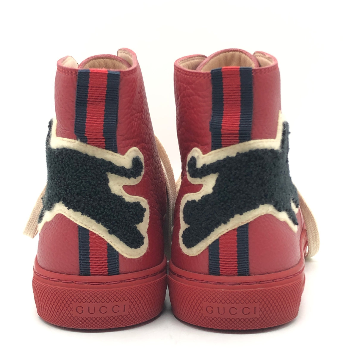 グッチ レザーハイカットスニーカー  478336 パンサー レッド系 メンズ サイズ7.5 GUCCI 約26.5cm【AFC9】