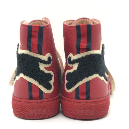 グッチ レザーハイカットスニーカー  478336 パンサー レッド系 メンズ サイズ7.5 GUCCI 約26.5cm【AFC9】