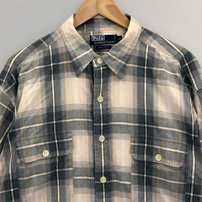 美品◆ポロラルフローレン 2フラップポケットシャツ 90年代 オールド チェック メンズ サイズXL Polo Ralph Lauren 【AFB39】