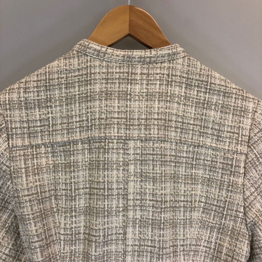 極美品◆ル シェル ブルー 半袖ワンピース ツイードショートドレス ベージュ系 レディース サイズ36 LE CIEL BLEU 【AFB6】