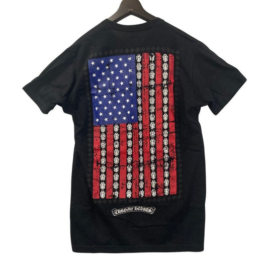 美品◆クロムハーツ Tシャツ ポケットT 胸元ロゴ 星条旗 ブラック サイズL メンズ CHROME HEARTS 【AFB27】