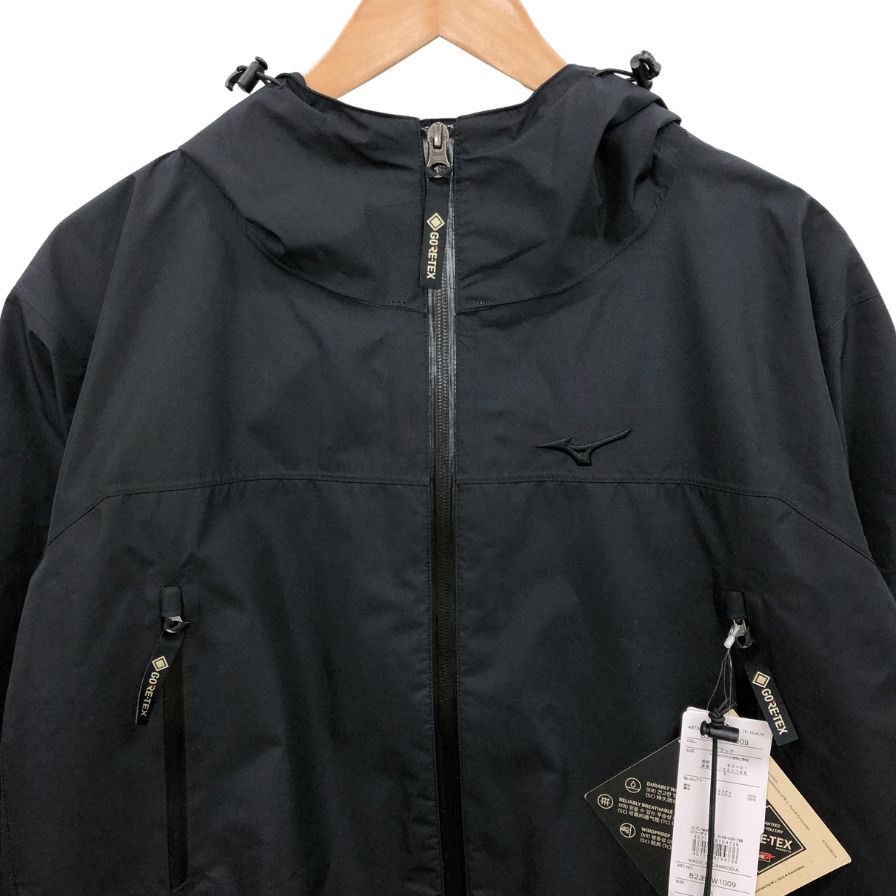 極美品◆ミズノ レインジャケット ゴアテックス ブラック メンズ サイズS B2JEAW1009 MIZUNO 【AFB8】