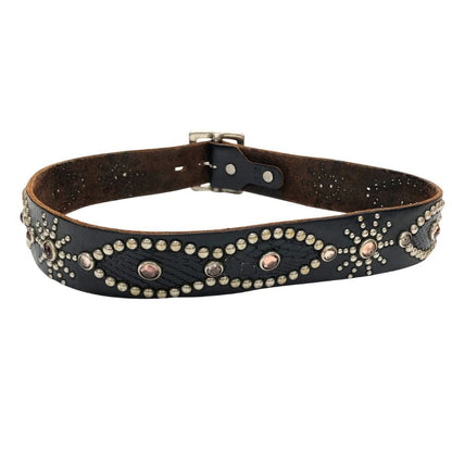 エイチティーシー ベルト スタッズ ストーン付き レザー ブラック メンズ HTC【AFI4】