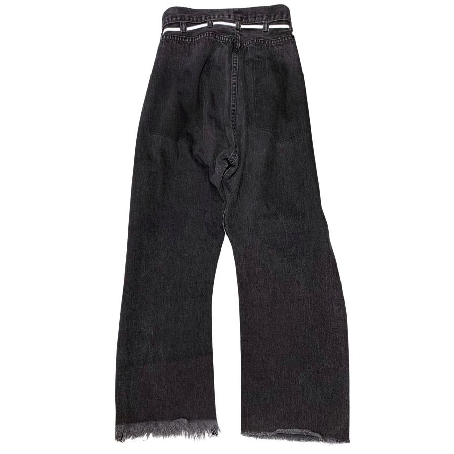 メゾンエウレカ リーバイス ワイドデニムパンツ ユーズド加工 再構築 カットオフ メンズ ブラック系 サイズS MAISON EUREKA LEVIS 【AFB32】