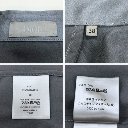 極美品◆ディオール 長袖 ドレス シルク シャツ 20ss グレー サイズ38 Dior 【AFB4】