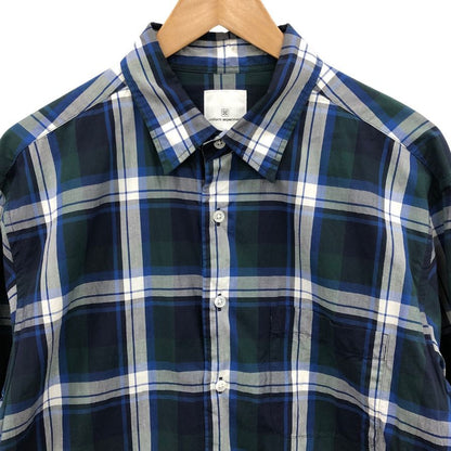 美品◆ユニフォームエクペリメント チェック 長袖シャツ 23SS UE-230019 メンズ サイズ3 ブルー Uniform Experiment 【AFB39】