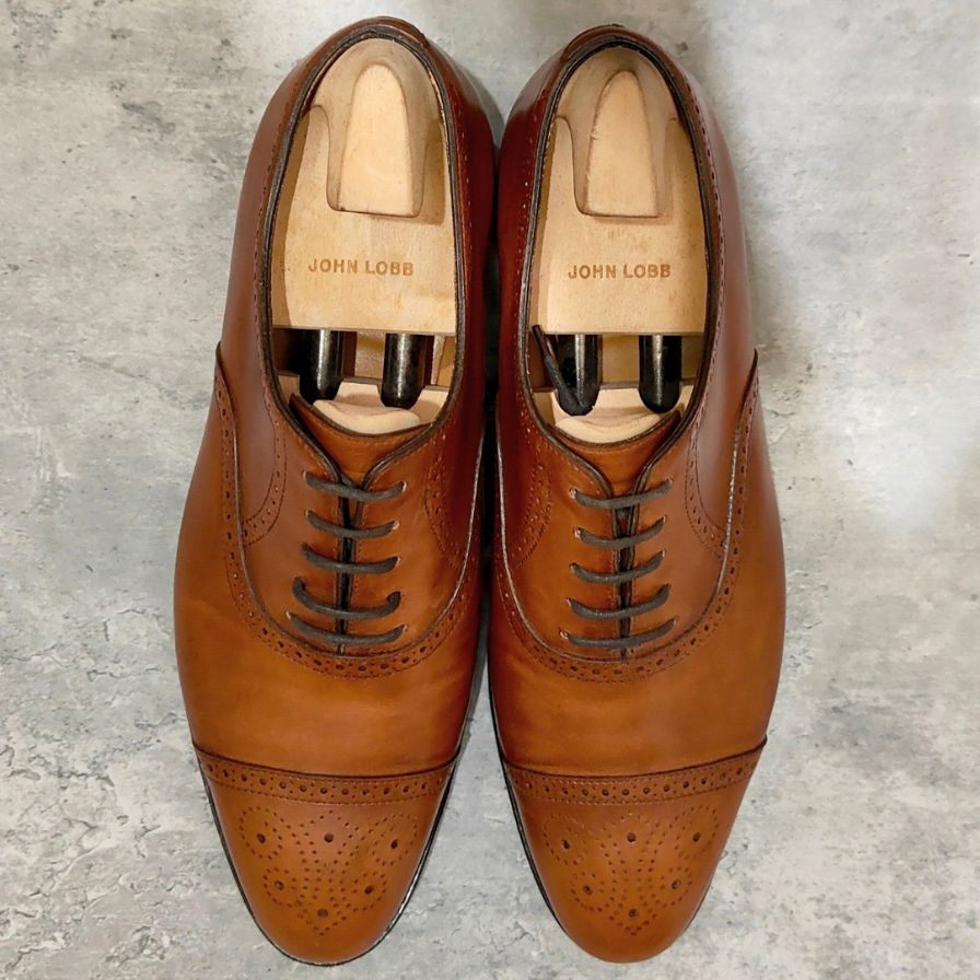 ジョンロブ レザーシューズ ソーントン SAUNTON カーフ 7000ラスト ライトブラウン サイズUK6E JOHN LOBB ビジネスシューズ 約24.5cm【LA】【中古】
