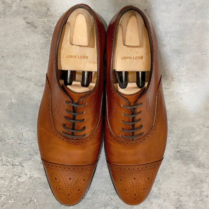 ジョンロブ レザーシューズ ソーントン SAUNTON カーフ 7000ラスト ライトブラウン サイズUK6E JOHN LOBB ビジネスシューズ 約24.5cm【LA】【中古】
