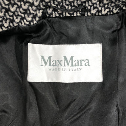 美品◆マックスマーラ チェスターコート ウール ツイード ヘリンボーン ロング丈 グレー レディース サイズ40 MaxMara 【AFA5】