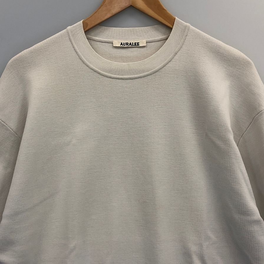 美品◆オーラリー ニット サマーニット Tシャツ 半袖 ウール ポリエステル グレー系 サイズ3 メンズ AURALEE 【AFB34】