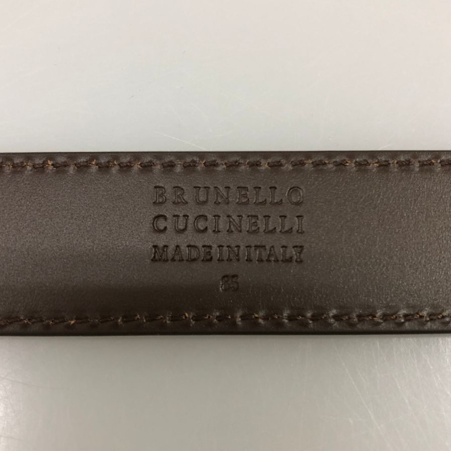 ブルネロ クチネリ レザーベルト ナロータイプ イタリア製 メンズ サイズ85 ブラウン Brunello Cucinelli【AFI16】