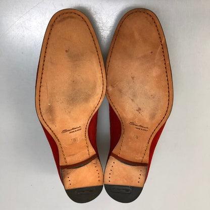 サントーニ スリッポン 9517 スエード モカシン Uチップ レッド サイズUK8 Santoni 約26.5cm【AFC5】