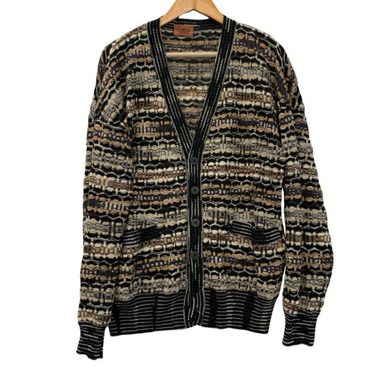 美品◆ミッソーニ カーディガン オールド ウオモ ブラック メンズ サイズ50 MISSONI UOMO 【AFB4】