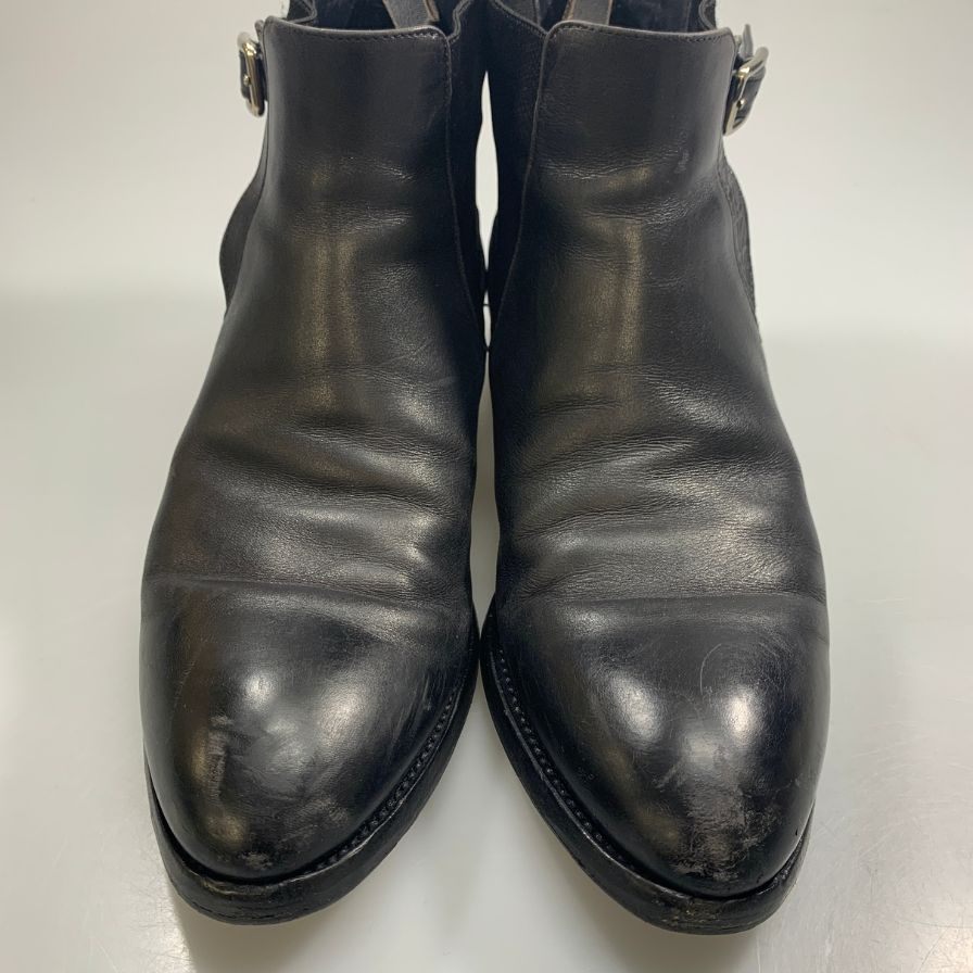プラダ サイドゴア ブーツ  サイドストラップ メンズ サイズ8 ブラック PRADA 約27.0cm【AFC31】