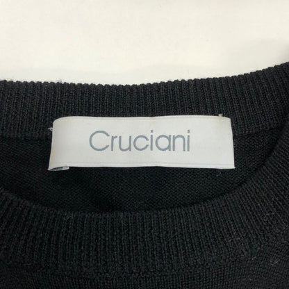 美品◆クルチアーニ ウールクルーネックニット メンズ サイズ 44 ブラック Cruciani 【AFB16】