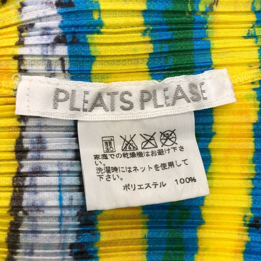 美品◆プリーツプリーズ イッセイミヤケ カットソー 総柄 マルチカラー レディース サイズ3 PP21-JK683 PLEATS PLEASE ISSEY MIYAKE 【AFB10】