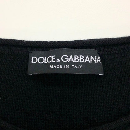 極美品◆ドルチェ&ガッバーナ カシミア100% ラウンドネック トップス セーター レデイース サイズ42 ブラック DOLCE & GABBANA 【AFB45】
