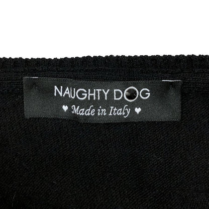 極美品◆ノーティードッグ ビジューあしらい カーディガン カシミ混 レディース イタリア製 サイズＭ ブラック Naughty dog 【AFB24】