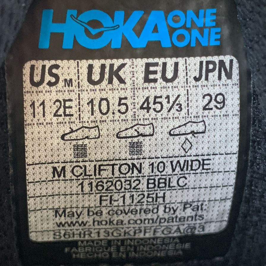 ホカオネオネ スニーカー クリフトン10 ワイド ブラック サイズ29㎝ 1162032-BBLC HOKA ONE ONE 約29.0cm【AFC7】