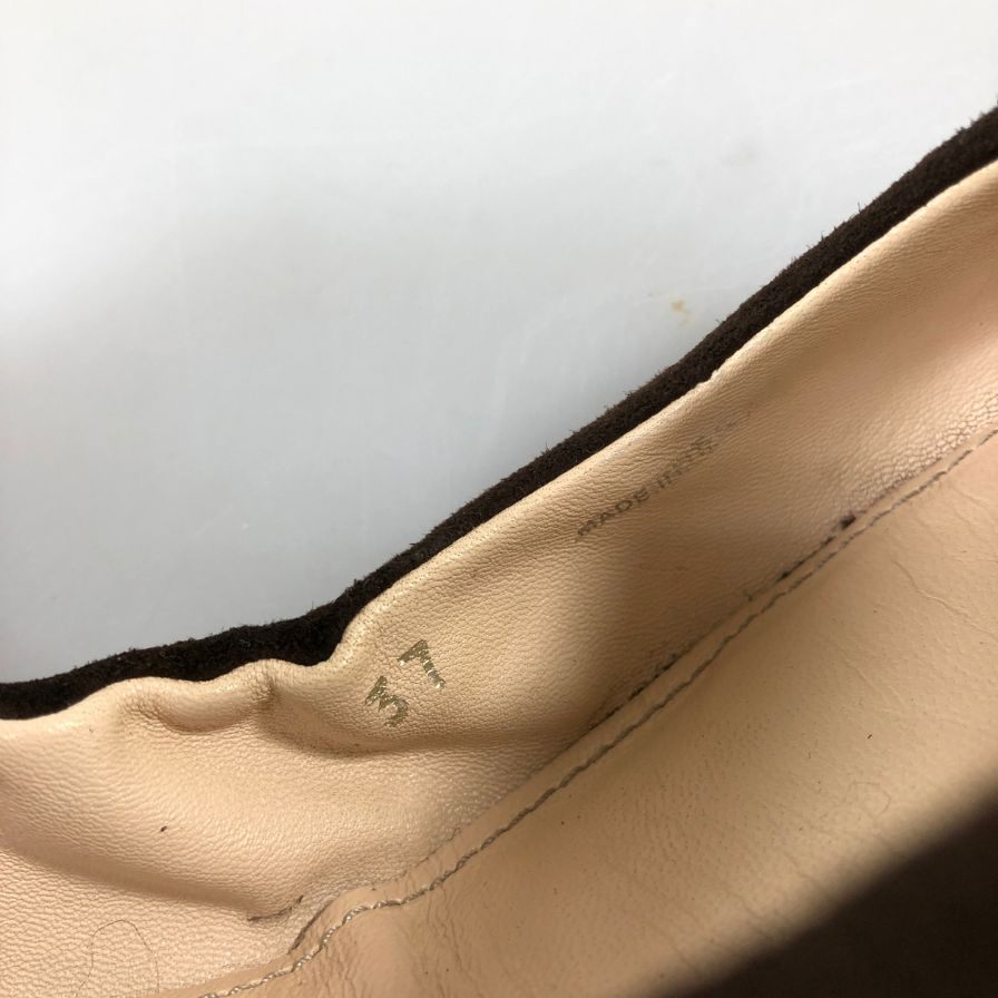 プラダ バレエシューズ スエード ベルト ジップ ブラウン レディース サイズ37 PRADA 約24.0cm【AFC52】