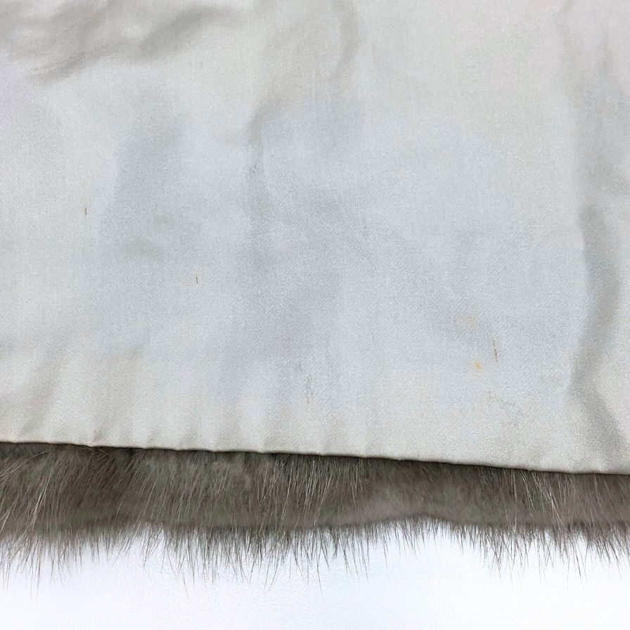 中古◆エレガンスファー サファイアミンク ハーフコート スタンドカラー グレー フリーサイズ 毛皮 ELEGANCE FUR 【AFF21】