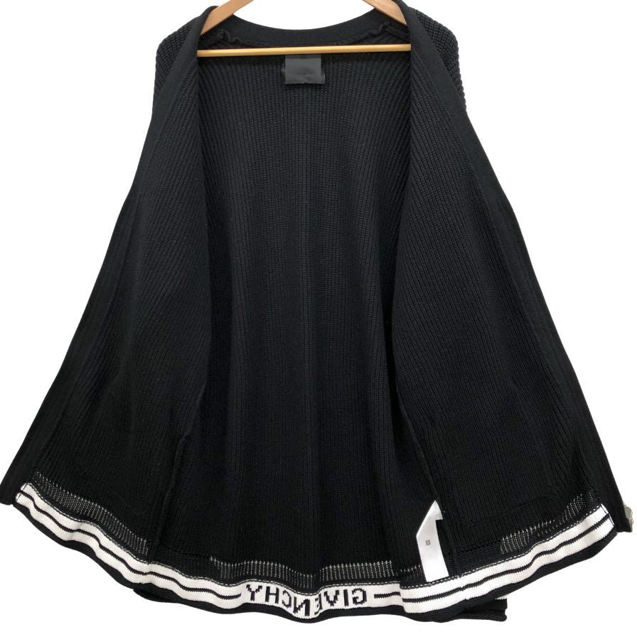 極美品◆ジバンシー フロントジップ ロゴ ニット カーディガン レディース ウール×カシミア サイズS ブラック GIVENCHY 【AFB24】