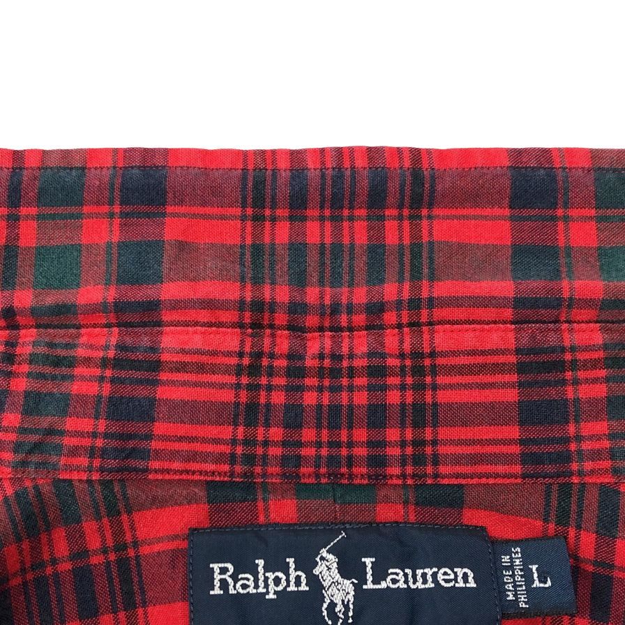ラルフローレン チェックシャツ レッド系 メンズ サイズL RALPH LAUREN【LA】