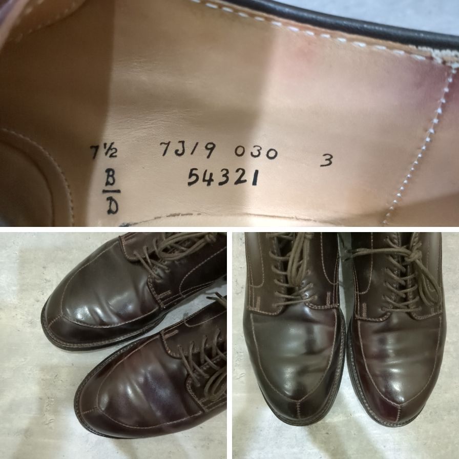 オールデン 54321 Vチップ モディファイドラスト コードバン ダークバーガンディ メンズ サイズUS7.5D Alden ビジネスシューズ 約25.5cm【LA】【中古】