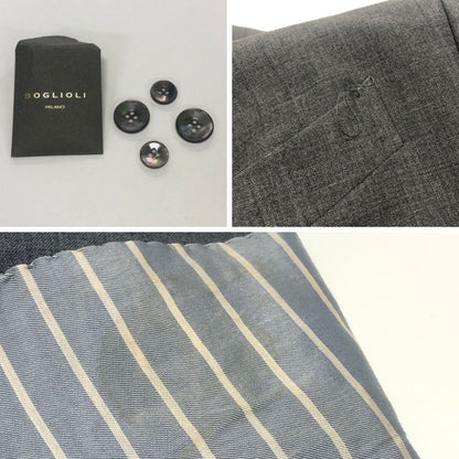 美品◆ボリオリ 3B テーラードジャケット K.JACKET リネン グレー メンズ サイズ48 BOGLIOLI 【AFA22】