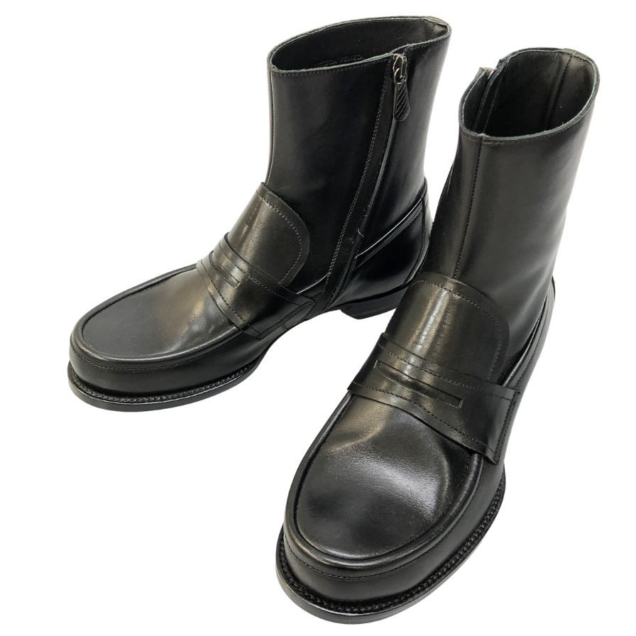 ボッテガヴェネタ レザーローファーブーツ サイドジップ イタリア製 メンズ サイズ40 ブラック BOTTEGA VENETA 約25.0cm【AFC4】