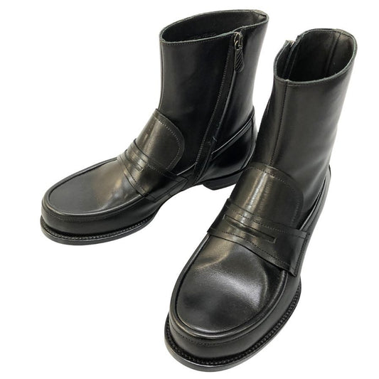 ボッテガヴェネタ レザーローファーブーツ サイドジップ イタリア製 メンズ サイズ40 ブラック BOTTEGA VENETA 約25.0cm【AFC4】