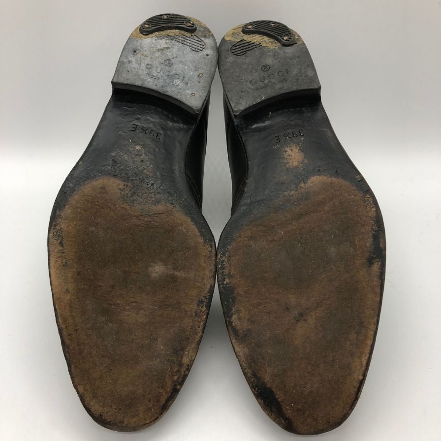 グッチ ウイングチップ カーフ 裏地GGキャンパス メンズ ブラック サイズ39.5E GUCCI 約24.5cm【PTM3】