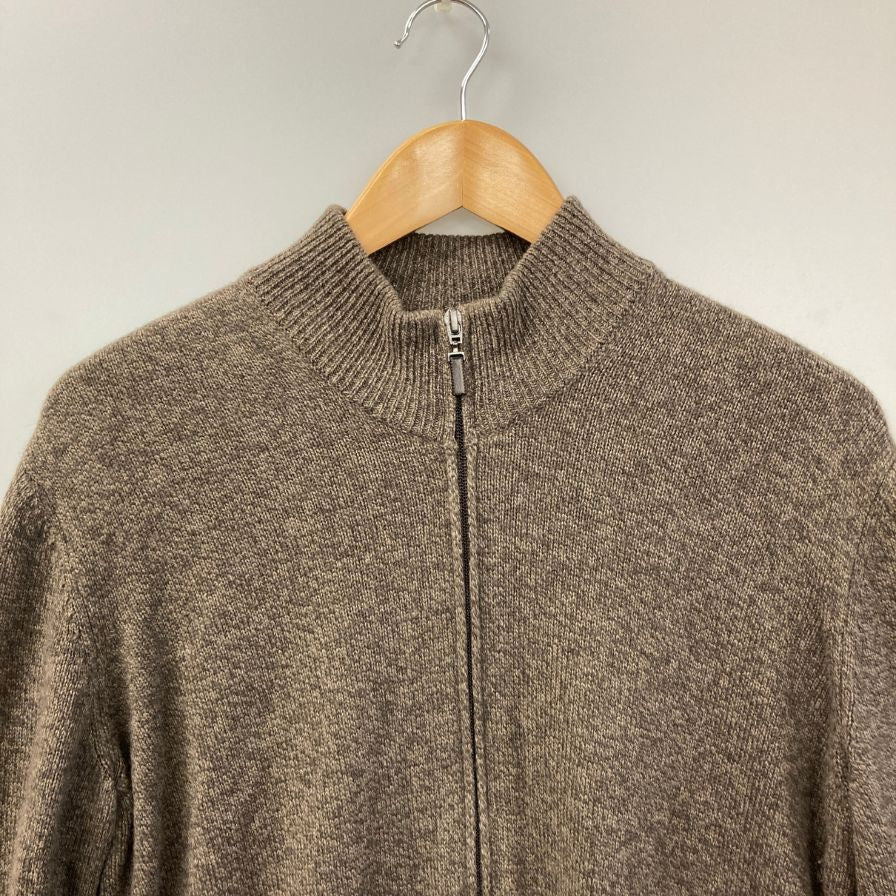 中古◆プランディ ニット ブルゾン ダブルジップ ウール100% イタリア製 メンズ サイズ 52 ブラウン PRANDI 【AFB14】