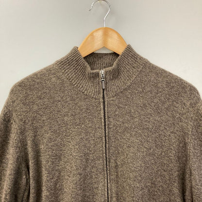 中古◆プランディ ニット ブルゾン ダブルジップ ウール100% イタリア製 メンズ サイズ 52 ブラウン PRANDI 【AFB14】